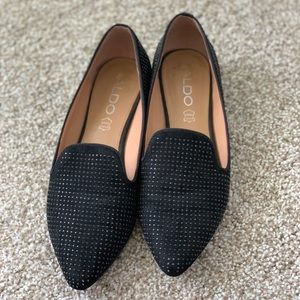 Black Aldo Flats covered in Black Rhinestones!